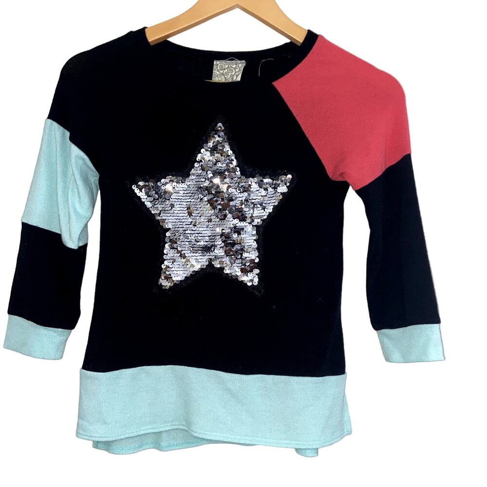 Kiddo by katie Girls Multi Color Sweater Sequin Star Front Size Medium